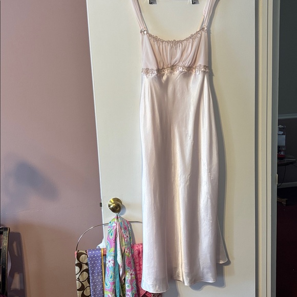 Vintage Y2K Princess Slip Dress Long Maxi Gown Blush Pink Renaissance Girly 90 L - Picture 3 of 17